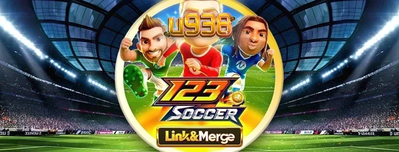 Interface do jogo de slot 123 Soccer Link&Merge com tema de futebol